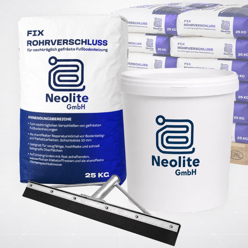 Neolite Starterset bestehend aus 40 Säcke Fix Rohrverschluss, 1x Mischeimer und 1x Abzieher